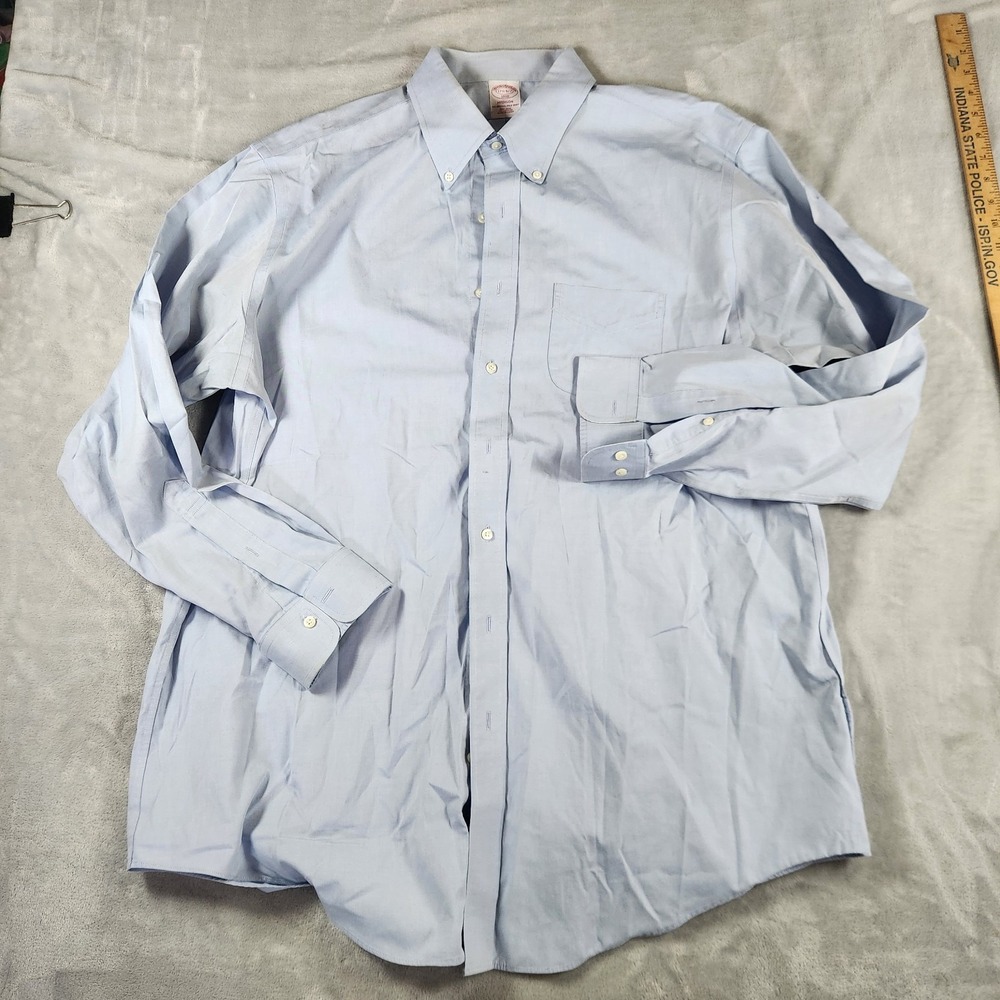 Brooks Brothers Madison Men's 17.5-6/7 Button Down Light Blue Woven Dress Shirt